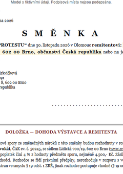 Náhled: Vlastní směnka mezi fyzickými osobami — vyplněný vzor