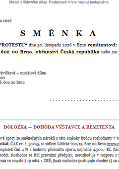 Náhled: Vlastní směnka vystavená OSVČ — vyplněný vzor